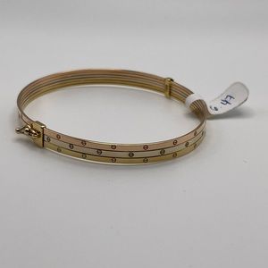 18k Elegant Tri-color Yellow, White, and Rose Gold Bangle Bracelet
